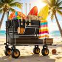 Beach Wagon with Big Wheels for Sand, Double-Layer, 9" PVC All-Terrain Wheel, 500 lb Load Capacity, Oversized 400L, for Beach, Camping, Garden & Outdoor Sports (Black)