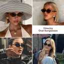 ViewJoy Retro Oval Sunglasses for Women Vintage 90s Y2K Trendy Designer Sun Glasses