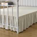 Bed Skirt Twin Size, Ruffled Bed Skirts with Split Corners, 18 Inch Drop Boho Twin Size Ruffle Bed Skirt with Platform, Cream (Twin - 18" Drop)