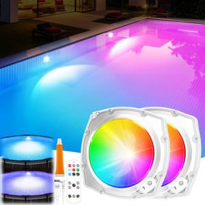 Submersible Pool Lights with Remote, High Brightness Swimming Led Pool Lights for Above Ground Pools Waterproof, 9 Modes Underwater Magnetic Pool Light for Inground Pool-2pc