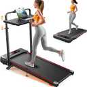 3 in 1 Under Desk Treadmill with Incline, Walking Pad with Removable Desk Workstation, Adjustable Height for Different Need, 300lbs Capacity, Foldable Compact for Home Small Office (Black Red)