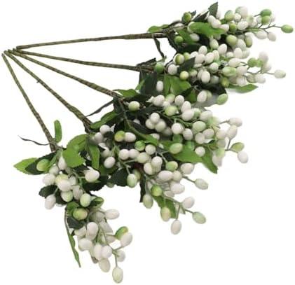 Akozon 10PCS Artificial Berries Artificial Pip Berry Stems Decoration for Living Room Office White, Multifunctional Accessory for Home Use (White)