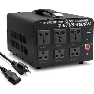 Cantonape 5000 Watt Voltage Converter Transformer - Heavy Duty Step Up/Down Convert from 110-120 Volt to 220-240 Volt and from 220-240 Volt to 110-120 Volt - Circuit Breaker Protection