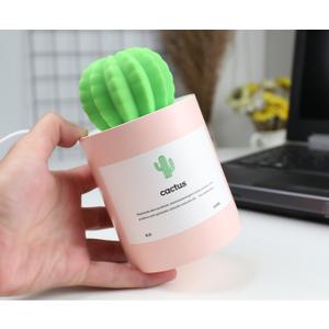 Mini Humidifier, 280ml USB Cool Mist Portable Cactus Air humidifier, Ultra-Quiet Operation for Bedroom Home Office Yoga Car Travel(Pink)