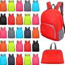 48 Pcs 17 Inch Foldable Backpacks in Bulk Classic Back Packs Colorful Book Bags Lightweight Basic Bookbags Wholesale for Homeless Student School Supply Outdoor Travel