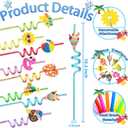 24 Reusable Drinking Straws for Summer Beach Pool Birthday Party Favors Decorations - Crazy Silly Plastic Drink Straws for Kids Tropical Hawaiian Luau Theme Party Supplies Decor, School Prizes Rewards