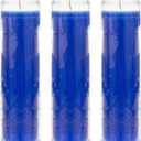 Mega Candles 3 pcs Unscented Blue 7 Day Glass Container Devotional Prayer Candles, Premium Wax Candle 2 Inch x 8 Inch, Sanctuary, Vigils, Prayers, Blessings, Religious, Memorials, Remembrance