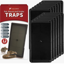 LULUCATCH Super Glue Traps 12 Pack for Mice & Snakes, Larger, Heavier Sticky Traps with NonToxic Glue. Sticky Mouse Traps Indoor, Easy to Set, Pet Safe Pest Control