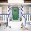 2 x 33FT Christmas Garland, Blue and Silver Tinsel Garland Shiny Hanging Garland for Home Tree Door Mantle Indoor Outdoor Holiday Xmas Party Decor