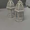NUPTIO 2 Pcs Moroccan Style Candle Lantern - Small Sized Tealight Candle Holder with Transparent Glass Panels Great for Patio, Indoors/Outdoors, Events, Parties and Weddings, White (2 Pcs Small Size)
