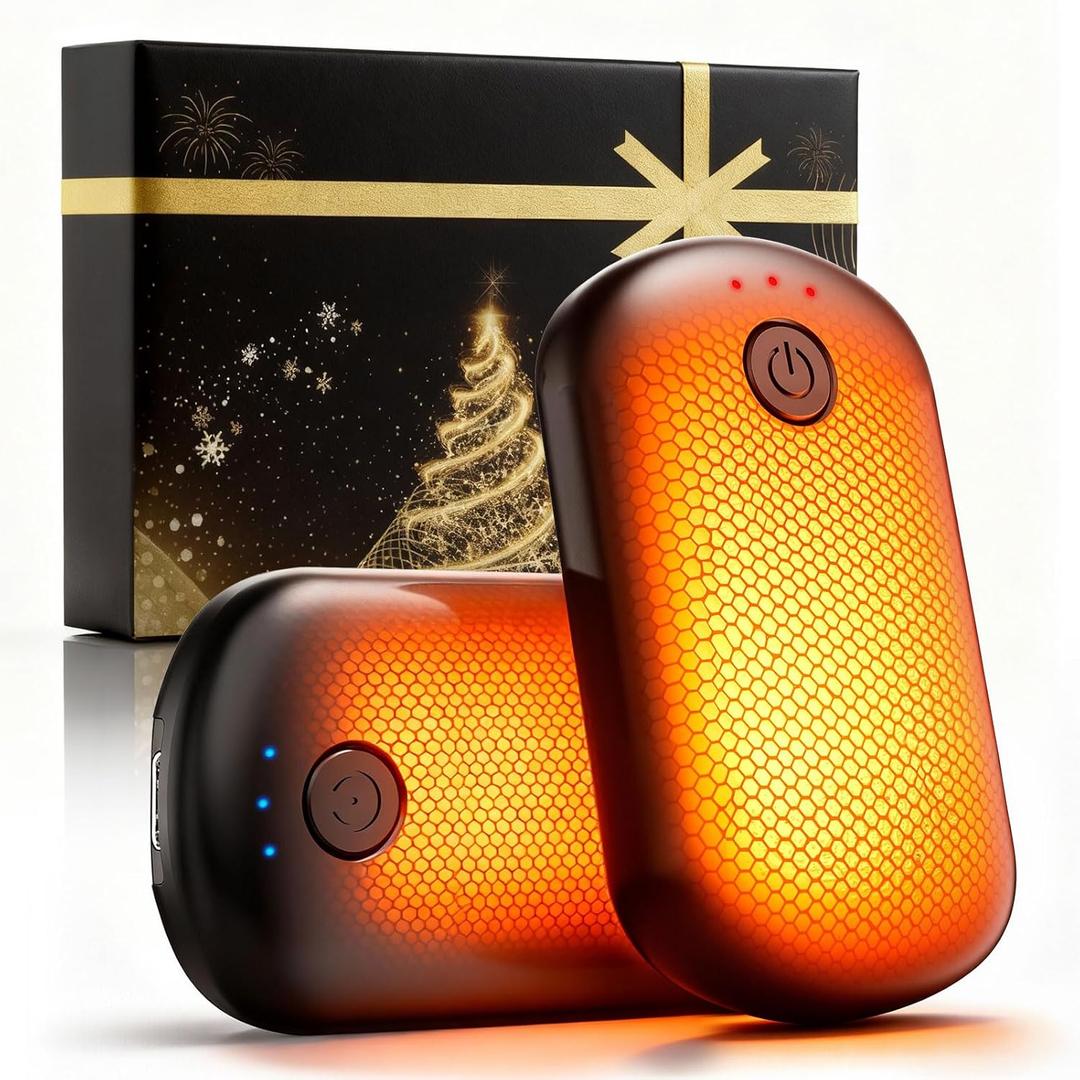 Pocket Size Hand Warmers Rechargeable 2 Pack, 6000mAh Electric Hand Warmers for 24H Safe Heat, 3 Settings Fast Heating Handwarmers Up to 131 for Christmas, Outdoor, Golf, Hunting, Camping Accessories