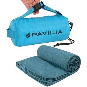 PAVILIA Travel Blanket Airplane Compact with Bag, Soft Packable Plane Blanket Kids Adults, Portable Camping Flight Essentials, Travelers Gifts Accessories, Luggage Backpack Strap, 65x40 Teal Blue