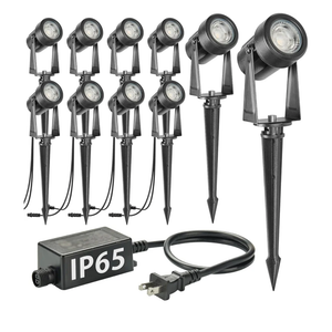 SUNTHIN Outdoor Landscape Lighting, 10 Pack Outdoor Spot Lights with Transformer for Yard, Plant, Lawn, Tree, Flags, House, Garden, Fence Use, IP65 Waterproof & Connectable