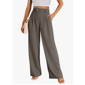 LILLUSORY Wide Leg Dress Pants Women's High Waisted Dressy Trousers, Grey