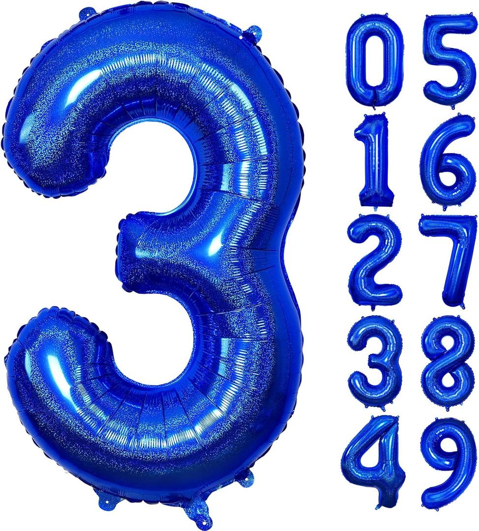 Navy Blue 3 Balloon,40 Inch Number 3 Balloon Large Foil Mylar 3 Balloon Number for Birthday Party Anniversary Decorations