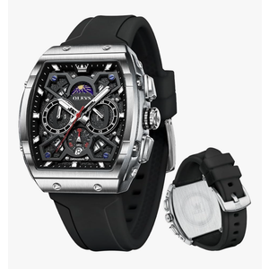 OLEVS Mens Watches Chronograph Waterproof Luminous Silicon Strap Multifunction Watches for Men Quartz Business Calendar Men Wrist Watch