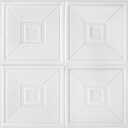 Nuanchu 16 Pcs 27.5 x 27.5 Inch Foam Ceiling Tiles Covered 84.03 Sq. ft, Self-Adhesive Ceiling Cover, Peel and Stick Wall Panel, Waterproof Wallpaper DIY for Bedroom, Home Decor(Greek Key)