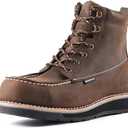 Golden Retriever 6'' Work Boots for Men, Full Grain/Crazy Horse Leather, Composite/Soft Moc Toe, Waterproof EH Safety Boots, Coolmax Insole Work Boots, Oil & Slip Resistant Wedge Outsole G6155-G6355 (Brown, Men's 14 Wide)