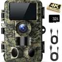 Trail Camera - 4K 48MP Game Camera with Night Vision, 0.05s Trigger Motion Activated, IP66 Waterproof, 130 Wide-Angle with No Glow Infrared LEDs for Outdoor Wildlife