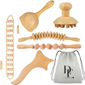 6-in-1 Wood Therapy Massage Tools  Lymphatic Drainage Massager Maderoterapia Kit Wooden Massager Body Sculpting Tools for Muscle Pain Relief - Wood Therapy Tools for Body Contouring and Shaping