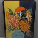 Yidepot Yellow Black Flowers Wall Decor - 12"x15" Vase Flower Boho Vintage Flower Pictures Fake Black Frame Colorful Art Work for Bedroom Walls Fake frame