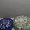 Hihealer Meditation Cushion, Traditional Tibetan Meditation Pillow Velvet Cover - Large Floor Cushion Seating for Adults - Yoga Buckwheat Bolster for WomenMoms (Serenity Navy & Green)