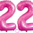 Number 22 Balloons 32 inch Digital Balloon Alphabet 22th Birthday Balloons Digit 22 Helium Balloons Big Balloons for Birthday Party Supplies Wedding Bachelorette Bridal Shower, Rose Red Number 22