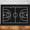 BELECO 7x5ft Fabric Basketball Backdrop Black and White Basketball Court Background Basketball Sports Themed Birthday Party Decorations Banner Photoshoot Booth Studio Props
