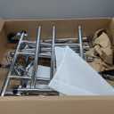 Fishat Silver Heavy Duty Double Rod Garment Clothes Rack for Hanging Clothes Chrome, Commercial Rolling Organizer Commercial Metal with Lockable Wheels Mobile for Coats Dresses