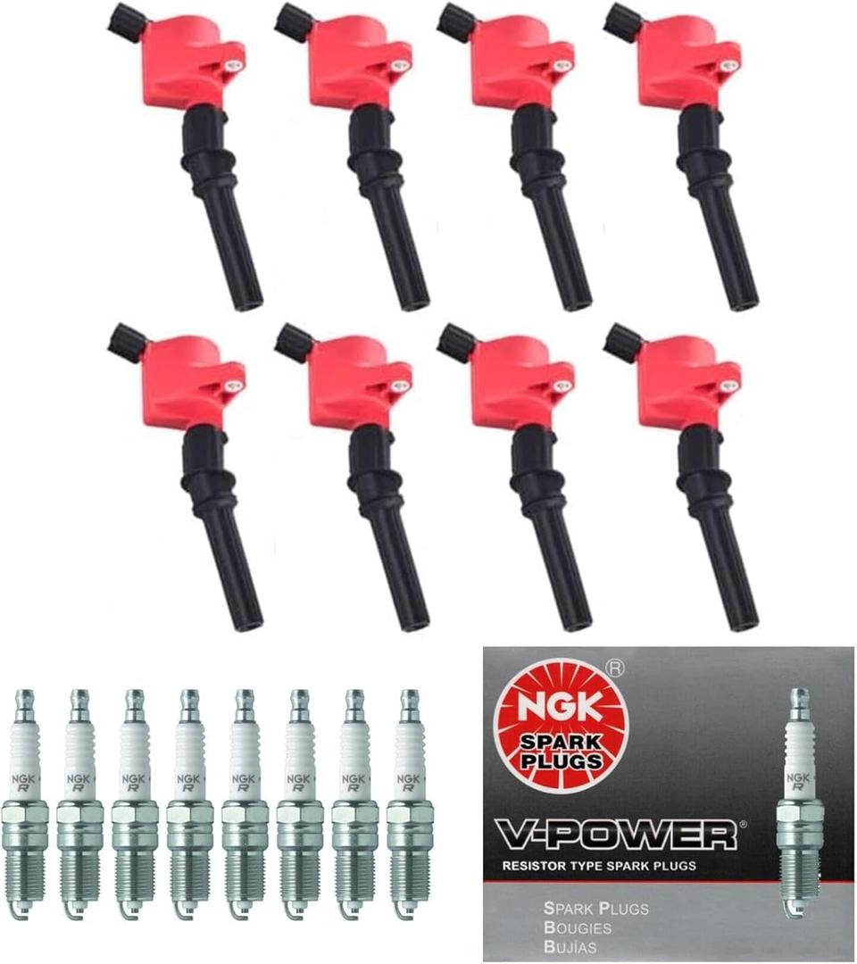 DG508 FD503 Ignition Coil Packs & SP493 SP479 NGK V-Power Spark Plugs Replacement For Ford 4.6 5.4 V8 F150 F-150 CROWN VICTORIA LINCOLN Town Car Excursion MERCURY DG457 DG472 DG491