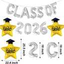 3 x Silver Class of 2026 Balloons Banner, 16 Inch Graduation Decorations Class of 2026 Balloons for High School College Graduation Party Graduation Decorations