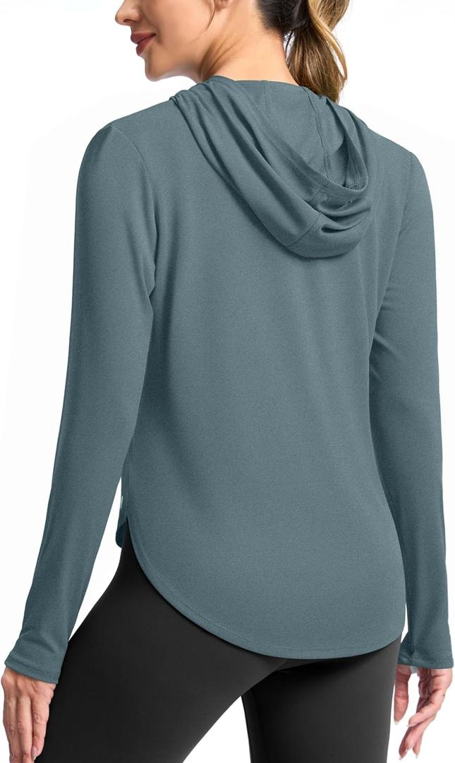G Gradual Women's UPF 50+ Sun Shirt with Hoodie Long Sleeve UV Protection Shirts Lightweight Hiking Fishing Shirts for Women XL