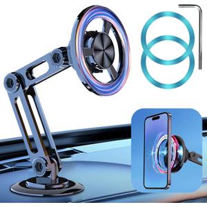 Universal 360 Pro Magnetic Car Phone Holder (2025) Super Strong Suction & Adjustable Phone Mount for All Mobile Phones, Hands-Free Viewing with Metal Ring, No Signal Interference