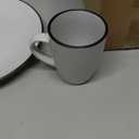 Homlouue Dinnerware Sets, 16 Pieces Stoneware Dinnerware Set, Service for 4 (16pcs), Plates Bowls and Mugs Set, Dinnerware Sets for 4, White with Black Rim