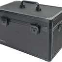 Vaultz Portable Safe Box - 14 L x 9.12 H x 8.5 Inch Large Storage Box with Lock, Mesh Pocket & Adjustable Compartments for Cash, Documents and Valuables - Tactical Black