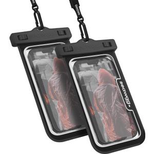 SEAWAG Next Waterproof Phone Case with Lanyard, Floating IPX8 Pouch for iPhone 17 16 Pro Max 15 14 13 12 11 and Samsung Galaxy S25 S24, Beach Cruise Travel Essentials, 2 Pack Black