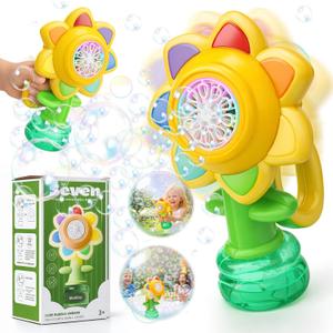AIERSA Flower Bubble Machine for Kids, Swing Dance Handheld Automatic Rechargeable Bubble Maker with LED Lights, Includes Bubble Solution, Leak-Proof for Bath, Outdoor Summer Play & Birthday Party