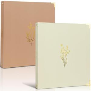 Aesthetic 3 Ring Binder Set of 2 - Sturdy 1 Inch Binder Fits Letter Sized Paper - A Cute Three Ring Holder for Women or Men with Pocket Easily Organizes Your Paperwork for School, Office or Work (Beige-pink)