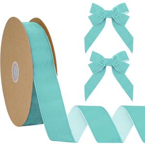 Tropic Blue Velvet Ribbon 1-1/2 inch Velvet Ribbon for Gift Wrapping Weddings Hair Bow Ribbons Headbands bouquets-25 Yards (Tiffanyland)