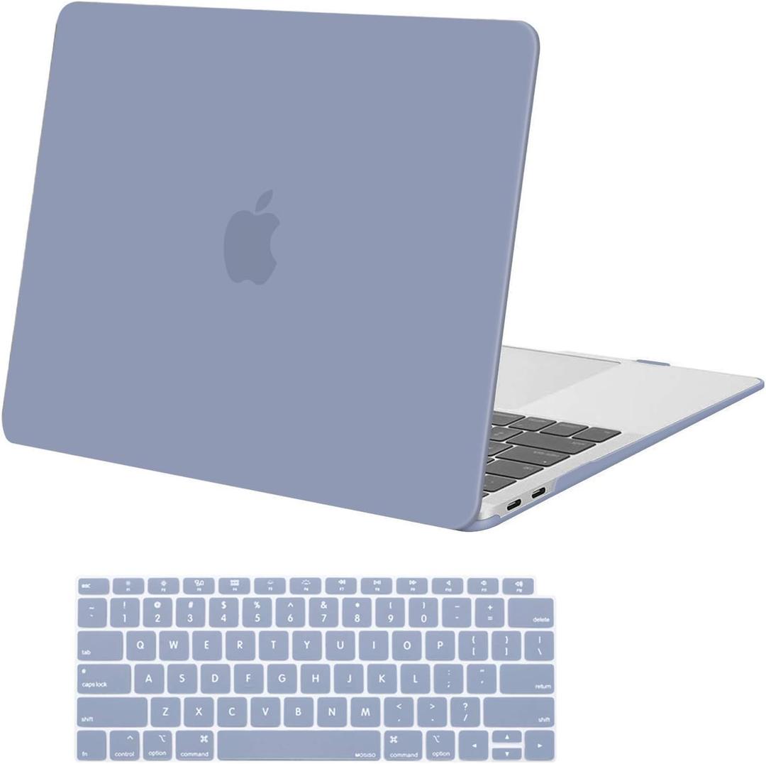 MOSISO Compatible with MacBook Air 13 inch Case 2022 2021 2020 2019 2018 Release A2337 M1 A2179 A1932 Touch ID, Plastic Hard Shell Cover&Keyboard Cover for MacBook Air 13.3 inch Case, Lavender Gray