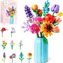 Sawaruita Flowers Bouquet Botanicals Building Blocks Set for Adults - 1006 Pcs Wildflowers with Vase Home Decor Gift Mothers Day, Valentines, Birthday