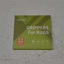 Rabenda 12 Pcs Rug Tape, Non Slip Rug Pads Grippers for Hardwood Floors and Tiles, Reusable Carpet Tape for Area Rugs, Double-Sided Adhesive Rug Stickers Keep Corners Flat (Black)