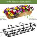Y&M 30 Inch Window Deck with Coco Liner, Fence Metal Hanging Flower Planter Window Basket Deck Railing Planter Boxes for Outdoor Garden Lawn-Butterfly, 2pcs