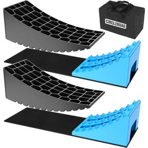 CirclrRoad RV Levelers, Heavy Duty RV Ramps for Leveling, Camper Wheel Levelers, Trailer Leveling Up to 35,000 lbs with Rubber Anti-Skid Pads and Storage Carrying Bag