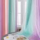 XiDi Curtains for Girls Bedroom Decor, Rainbow Blackout Curtains for Kids/Little Girl Room Decor, Unicorn Wall Decals,Pink Purple Green,63 x 34 inches,1 Panel
