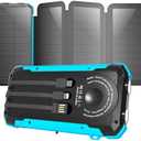Solar Charger Power Bank, 20000mAh Portable Phone Charger with 1 Type-C & 2 USB-A Ports Built-in Dual LED Flashlight，Compatible with iPhone, Samsung & More, Waterproof Solar Panel for Camping, Hiking