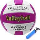 Volleyball Official Size Thicker Leather Waterproof Anti-Explosion Design Boys Girls Adults Training Practice Indoor Outdoor Beach Pool Play