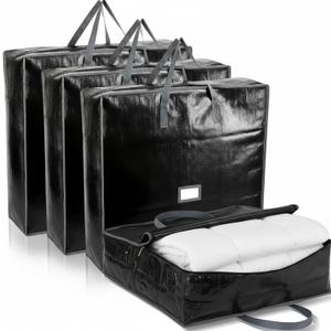 SATINIOR 4 Pack Christmas Wreath Storage Container Card Slot Durable Handles and Double Zipper Storage Container Large Square Gift Bag Organizer for Holiday Xmas Garland Decoration (Pe,24 Inches)