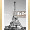 upsimples 13x19 Picture Frame, Display Pictures 11x17 with Mat or 13 x 19 Without, Wall Hanging Poster Frames, Gold, 1 Pack