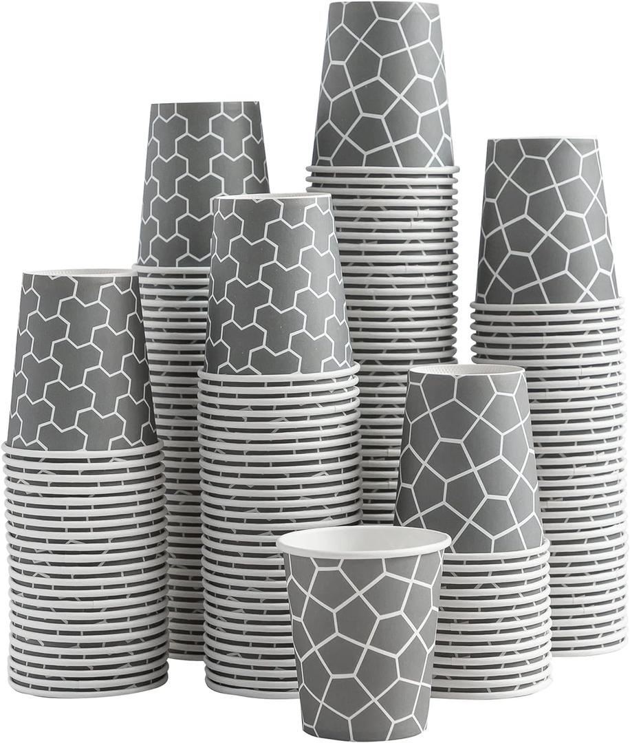 300 Pack 5 oz Paper Cups, Disposable Bathroom Cups Small Mouthwash Cups, Hot/Cold Beverage Drinking Mini Cup for Party, Picnics, Water, Snack (5 oz, Gray)
